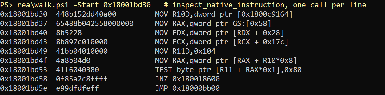 Instructions from 0x18001bd30 in the SIMD DLL. MOV EDX,[RDX + 0x28] reads the width. TEST ..., 0x80 and JNZ 0x180018600 lead to the AVX2 path, JMP 0x18000bb00 to the other path.