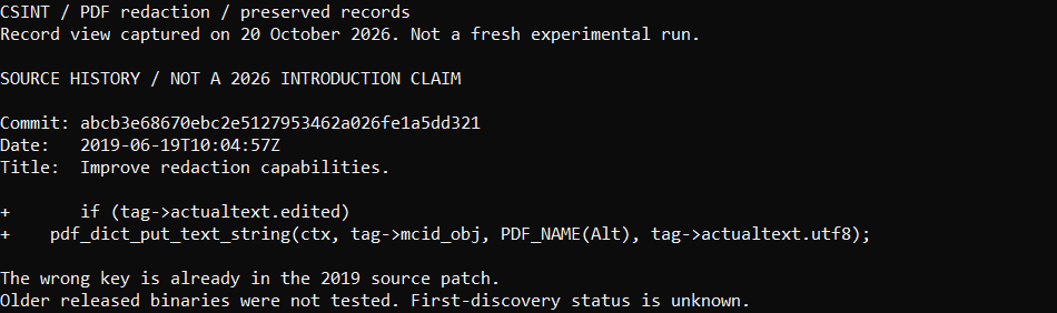 Console reading of the GitHub change record. Commit abcb3e6 is dated 19 June 2019; the added ActualText branch uses the Alt key.