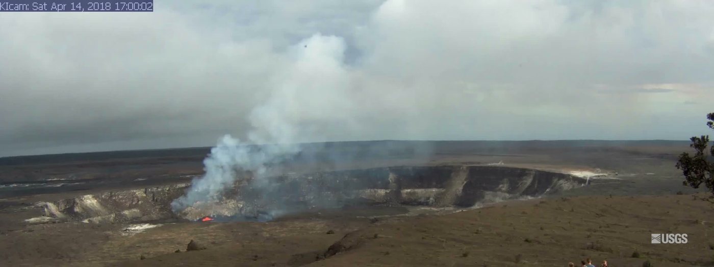 Lava lake and summit crater in the USGS camera frame dated 14 April 2018