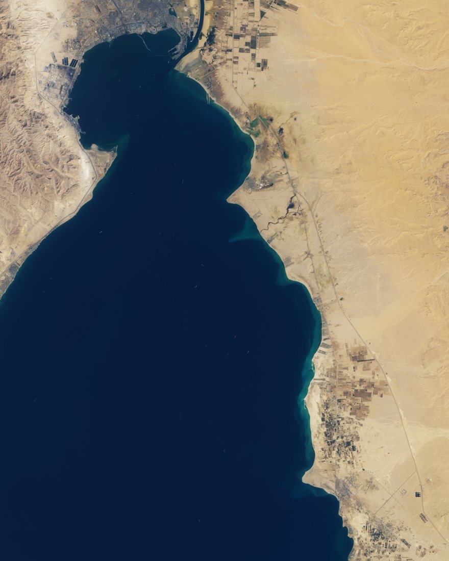 Satellite view of the Gulf of Suez on 11 March 2021